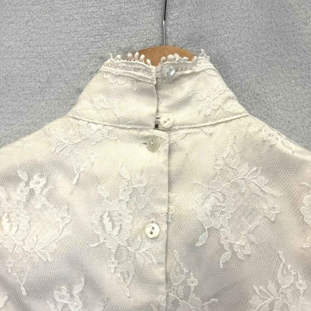 Y2K Jessica McClintock Gunne Sax Formal‎ Long Sleeveless Dress Sz 3/4 White Lace